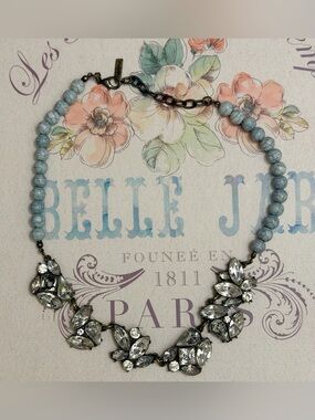 Crystal Floral Statement Necklace in Light Blue by Sugarfix